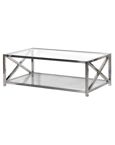  Large Glass Steel Coffee Table 