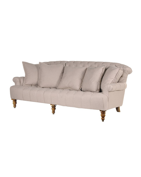  Buttoned Linen 3 Seater Sofa 