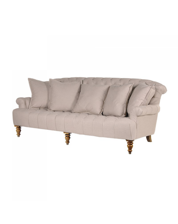  Buttoned Linen 3 Seater Sofa 