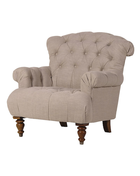 Buttoned Linen Armchair