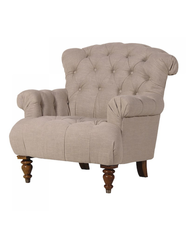 Buttoned Linen Armchair