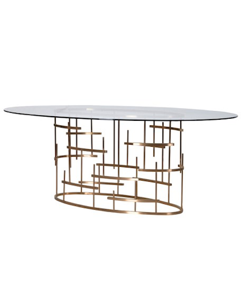 Glass Top Oval Dining Table