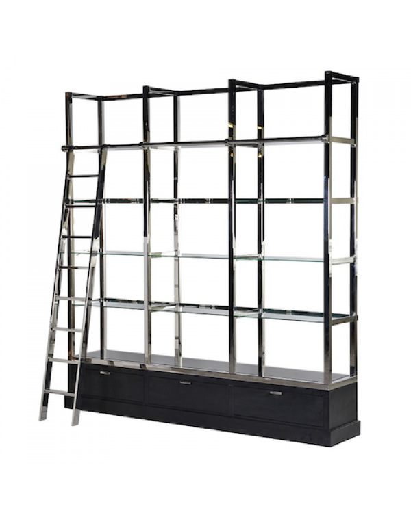  Kensington Black & Chrome Library Shelves Uni...