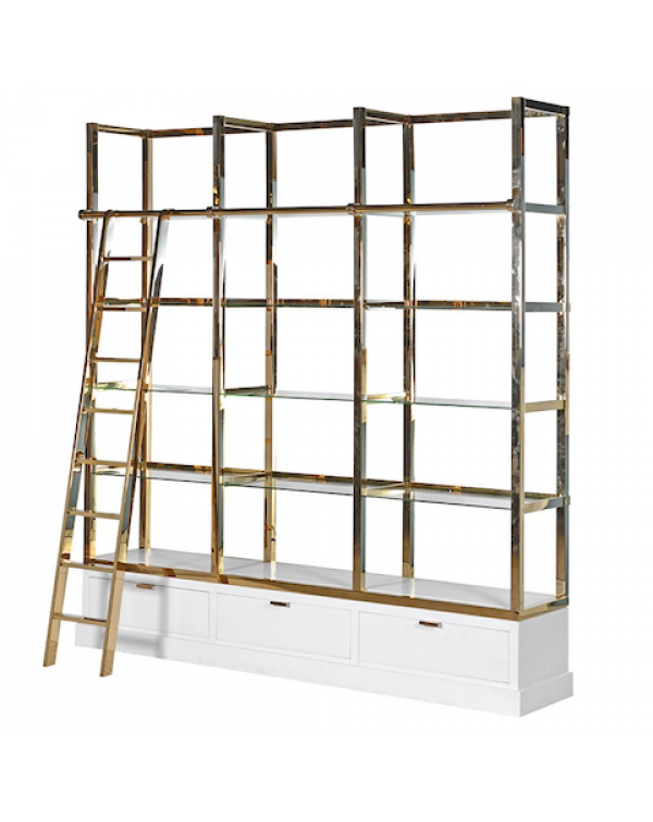  Kensington White & Gold Library Shelves Unit ...