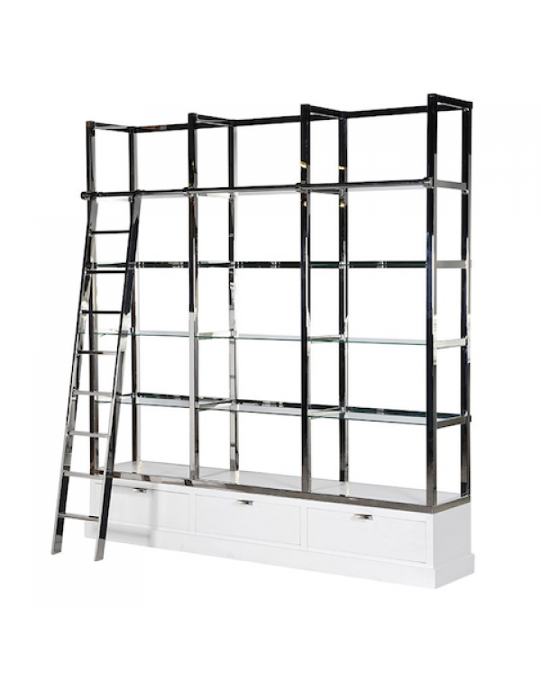  Kensington White & Chrome Library Shelves Uni...