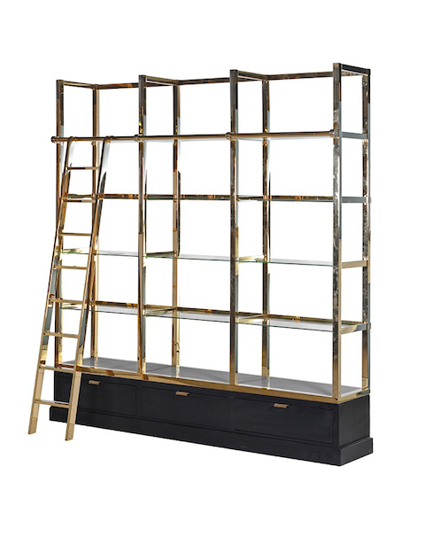 Kensington Black & Gold Library Shelves Unit with Ladder