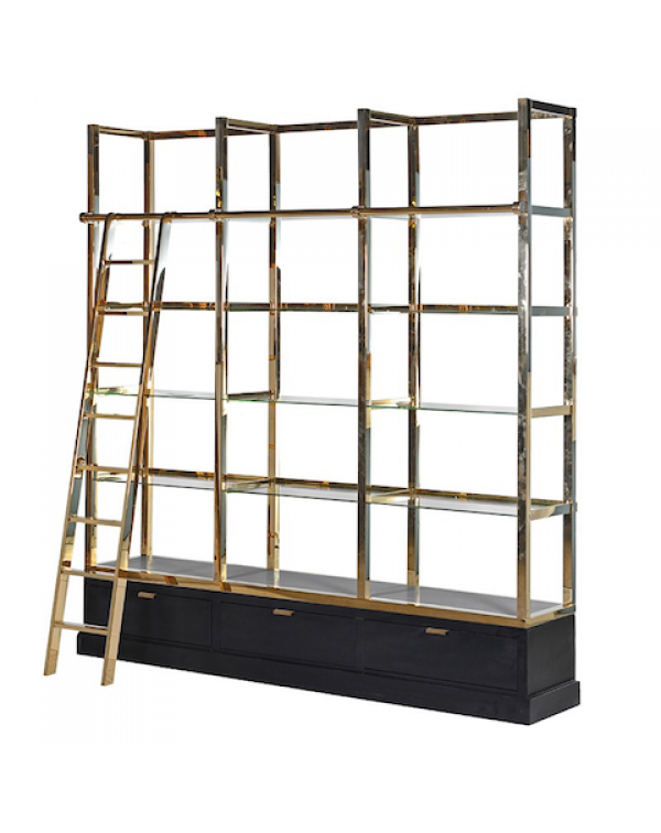 Kensington Black & Gold Library Shelves Unit w...