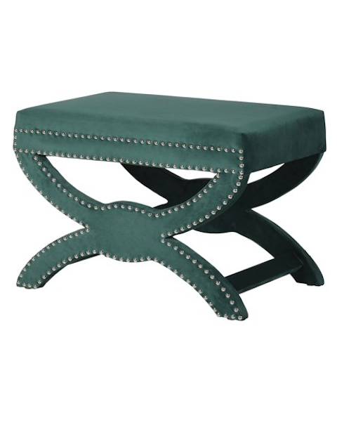  Emerald Green Velvet Footstool
