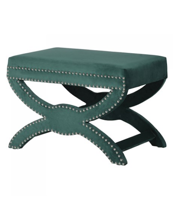  Emerald Green Velvet Footstool