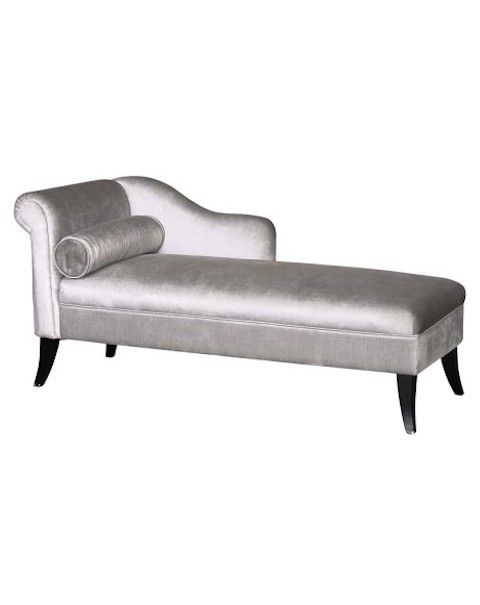   Deauville Silver Velvet Chaise with Black Fee