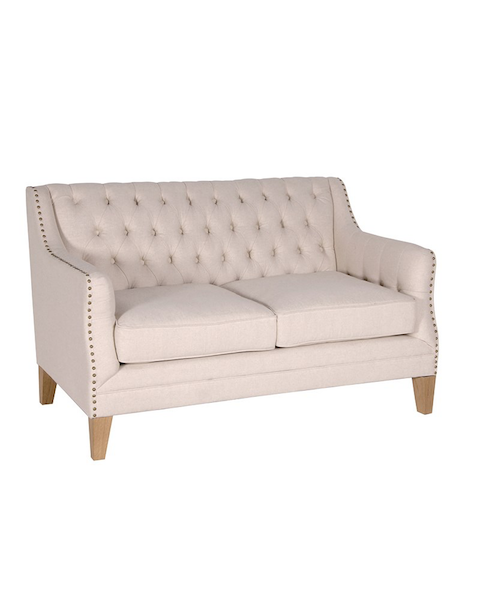   Beige Studded 2 Seater Sofa