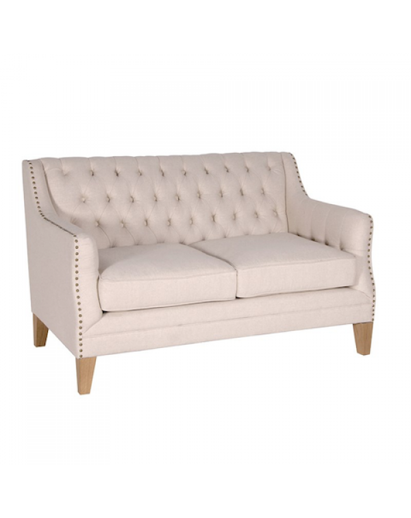   Beige Studded 2 Seater Sofa