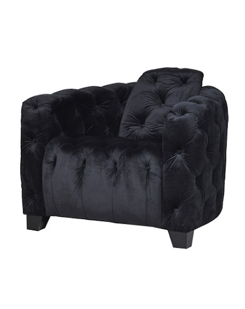   Black Velvet Buttoned Chair