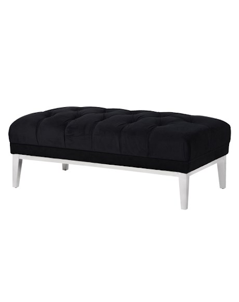  Black Velvet Chesterfield Ottoman