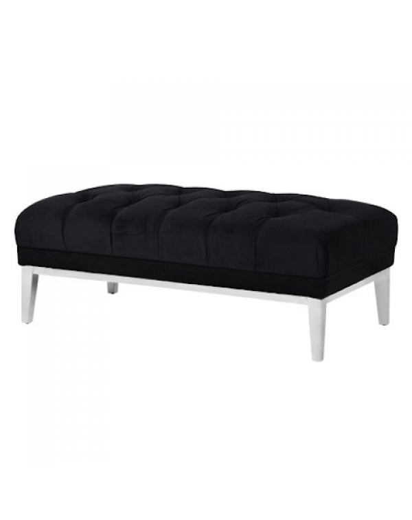  Black Velvet Chesterfield Ottoman