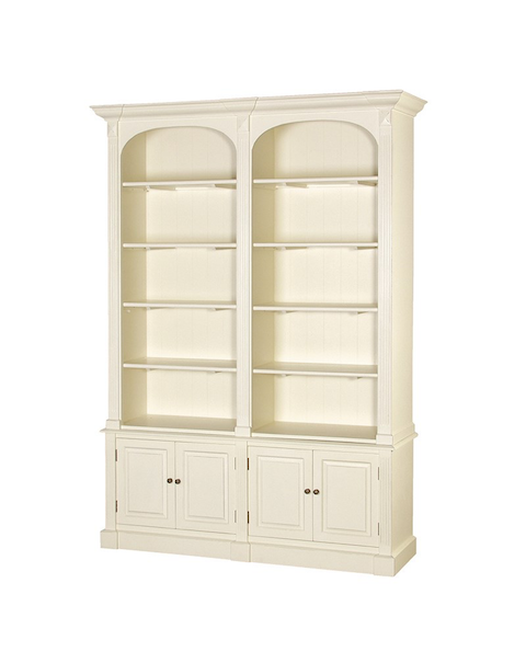 Cream Fayence Double Bookcase with Doors
