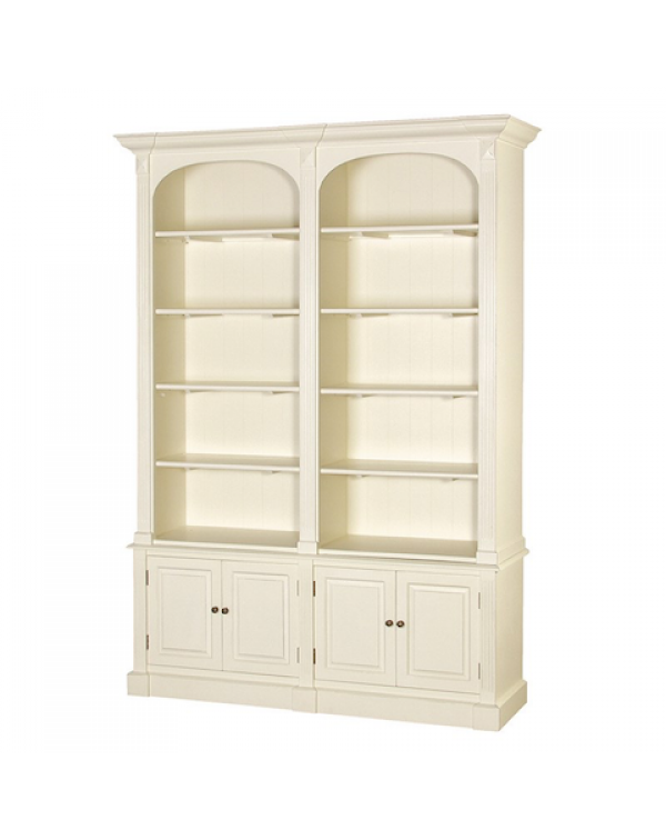 Cream Fayence Double Bookcase with Doors