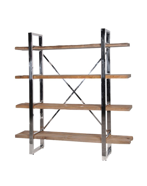  Rustic Pine/Steel Shelf Unit