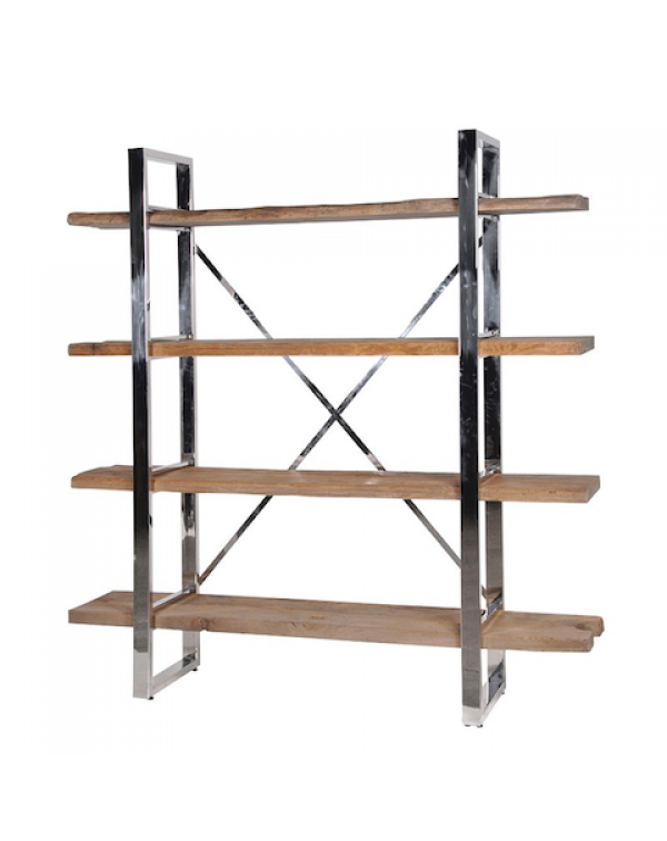  Rustic Pine/Steel Shelf Unit