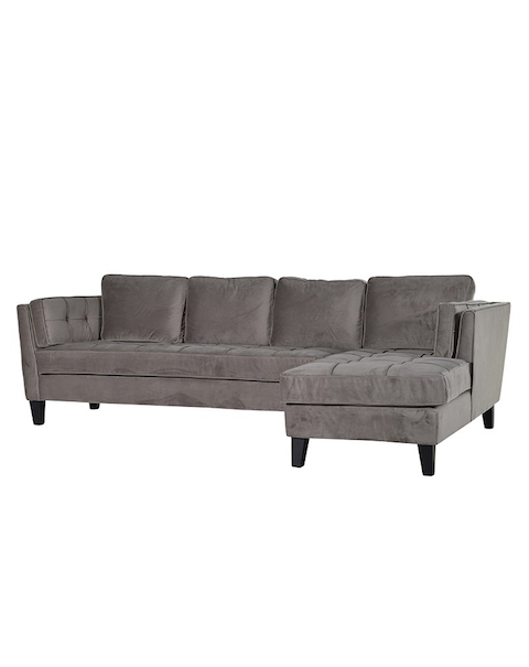  Taupe Buttoned Corner Sofa