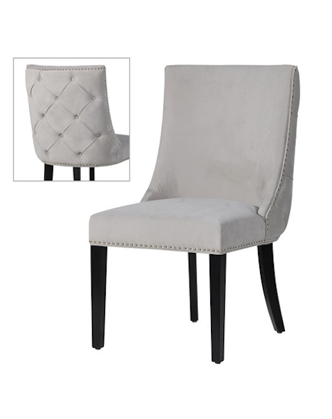  Grey Chrome Stud Button Chair