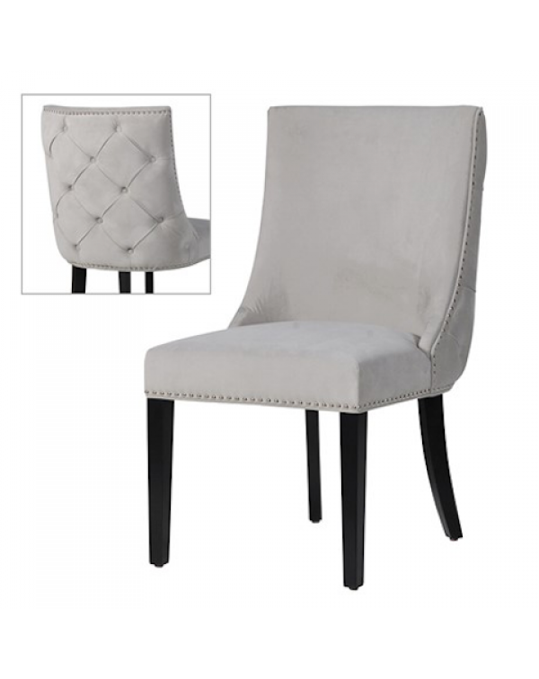  Grey Chrome Stud Button Chair