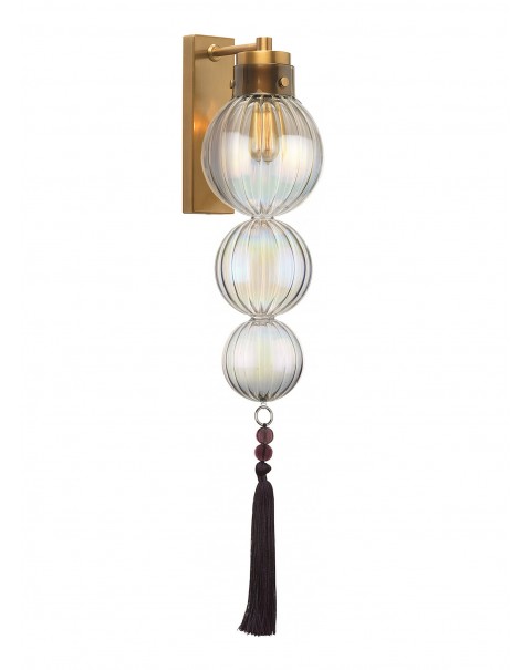 Heathfield - Medina Lustre Ant Brass/Purple Wall Light 