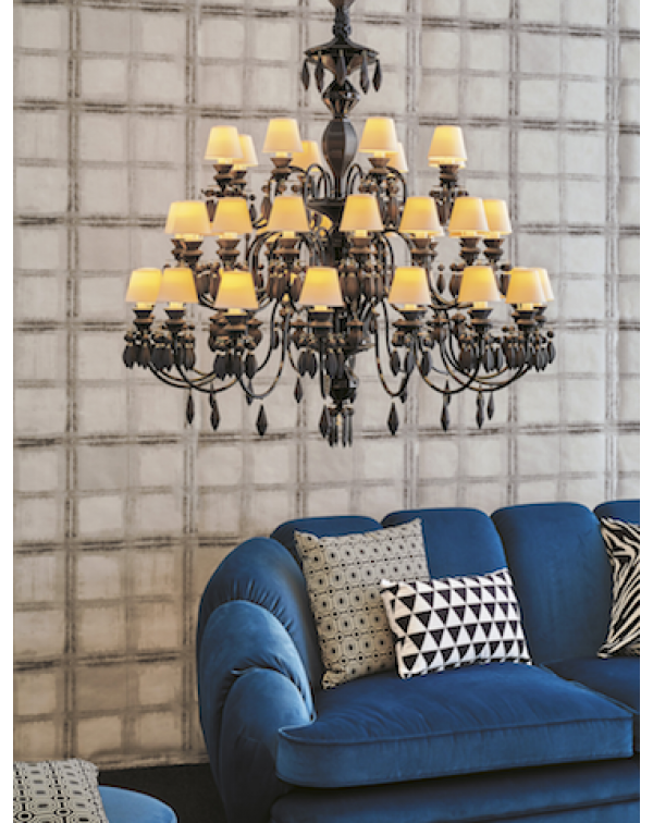 Lladro - Belle de Nuit 40 Lights Chandelier Black