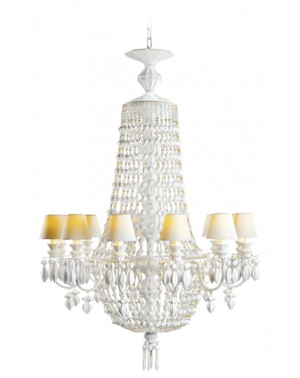  Lladro Belle De Nuit 24 Lights Chandelier. Silver...