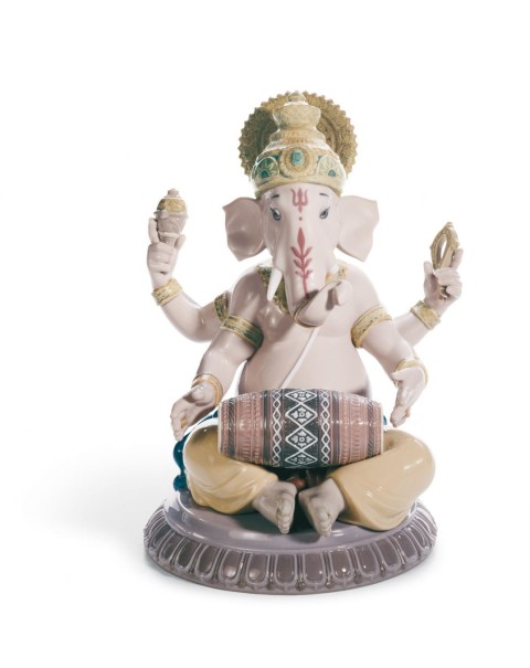 Lladro Mridangam Ganesha Figurine