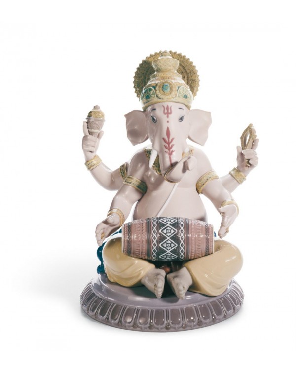 Lladro Mridangam Ganesha Figurine