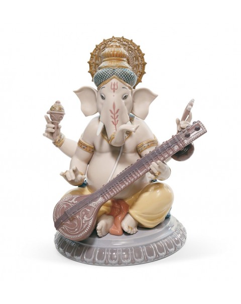 Lladro Veena Ganesha Figurine