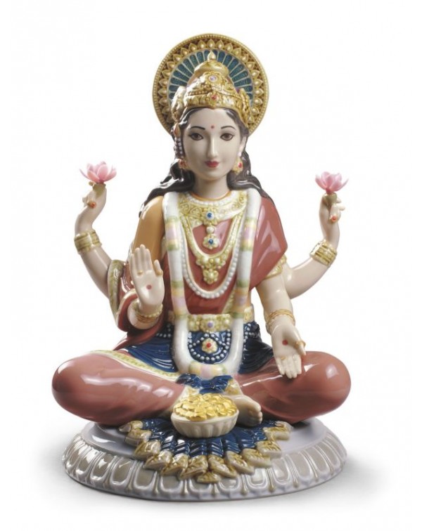 Lladro Goddess Sri Lakshmi Figurine
