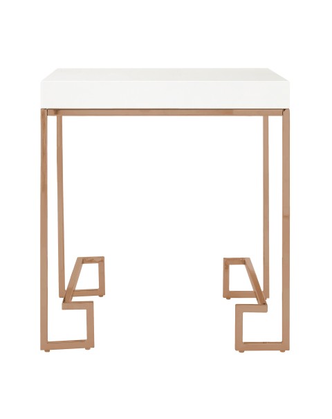 Premier Housewares Allure End Table White High Gloss Rose Gold