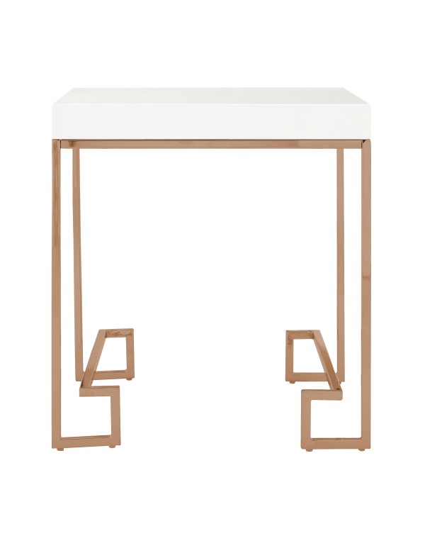  Premier Housewares Allure End Table White High Gl...