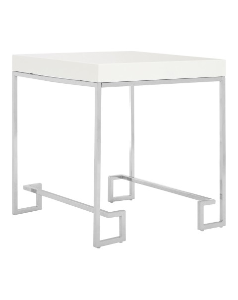  Premier Housewares Allure End Table White High Gloss Chrome