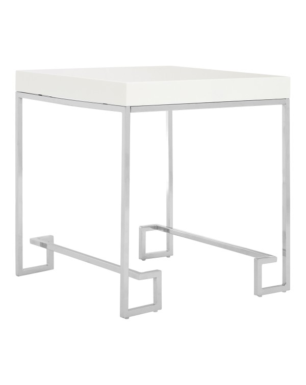  Premier Housewares Allure End Table White High Gl...