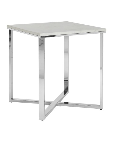  Premier Housewares The Allure end table's square surface is supported by latticed legs made from polished metal.