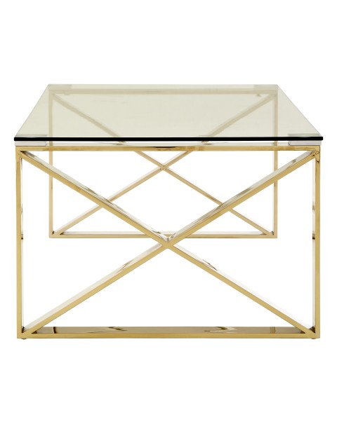 Premier Housewares Allure Coffee Table Clear Glass Champagne Gold Legs