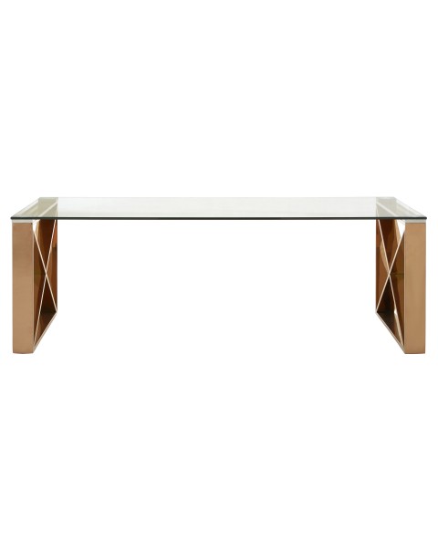 Allure Coffee Table Clear Glass Rose Gold Legs