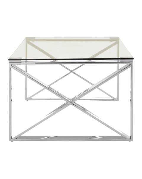 Premier Housewares  Allure Coffee Table Clear Glass Stainless Steel Legs