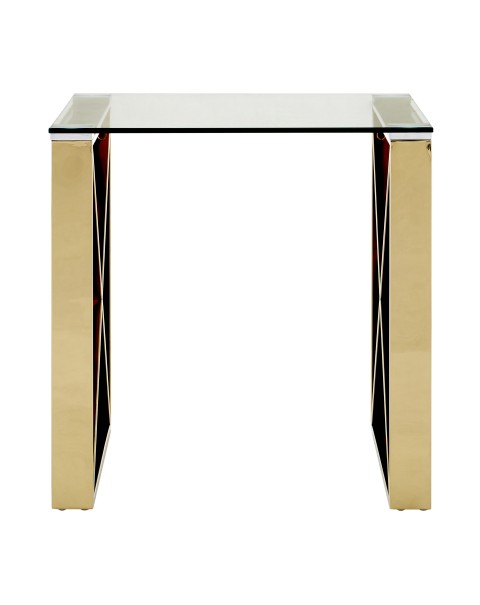  Premier House Allure End Table Clear Glass Champagne Gold