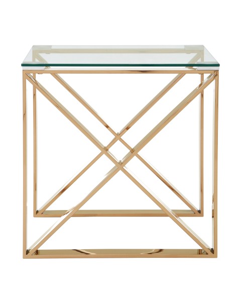  Premier Housewares Allure End Table Clear Glass Rose Gold