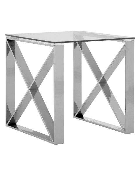  Premier Housewares -Allure End Table Clear Glass Stainless Steel