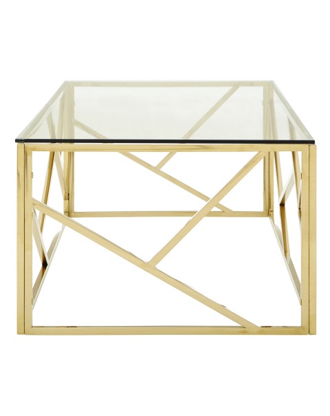  Premier Housewares Allure Coffee Table Clear Glass Champagne Gold