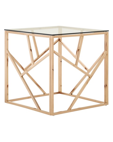  Premier Housewares Allure End Table Clear Glass Rose Gold