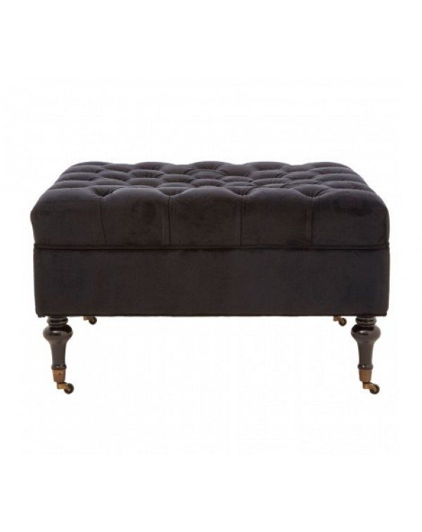 Premier housewares- Black,sasha,velvet footstool
